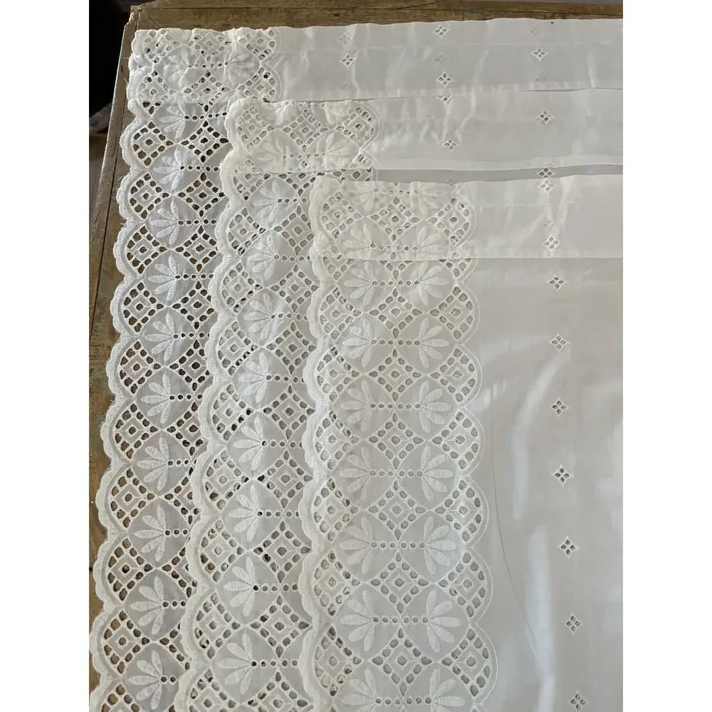 Vintage 3 Curtain Panels Sheer Lace Off White 32